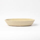 MOCHA STONEWARE LARGE FOOT SERVING PLATE