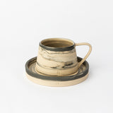 MIDNIGHT STONEWARE TURKISH COFFEE CUP AND PLATE