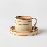 EMERALD STONEWARE TURKISH COFFEE CUP AND PLATE