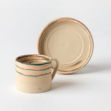 EMERALD STONEWARE TURKISH COFFEE CUP AND PLATE