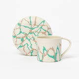 ASH & ROSE PORCELAIN TURKISH COFFEE CUP AND PLATE