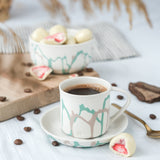 ASH & ROSE PORCELAIN TURKISH COFFEE CUP AND PLATE