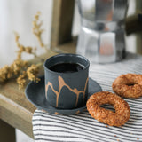 BEIGE PORCELAIN ESPRESSO CUP AND PLATE