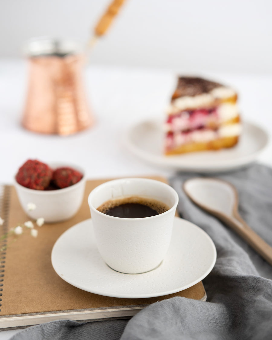 PURE PORCELAIN SINGLE ESPRESSO CUP AND PLATE