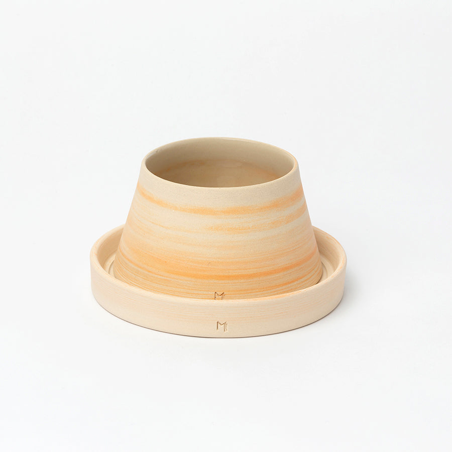 FLAME STONEWARE ESPRESSO CUP AND PLATE