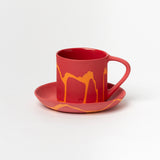 ASH & ROSE PORCELAIN TURKISH COFFEE CUP AND PLATE