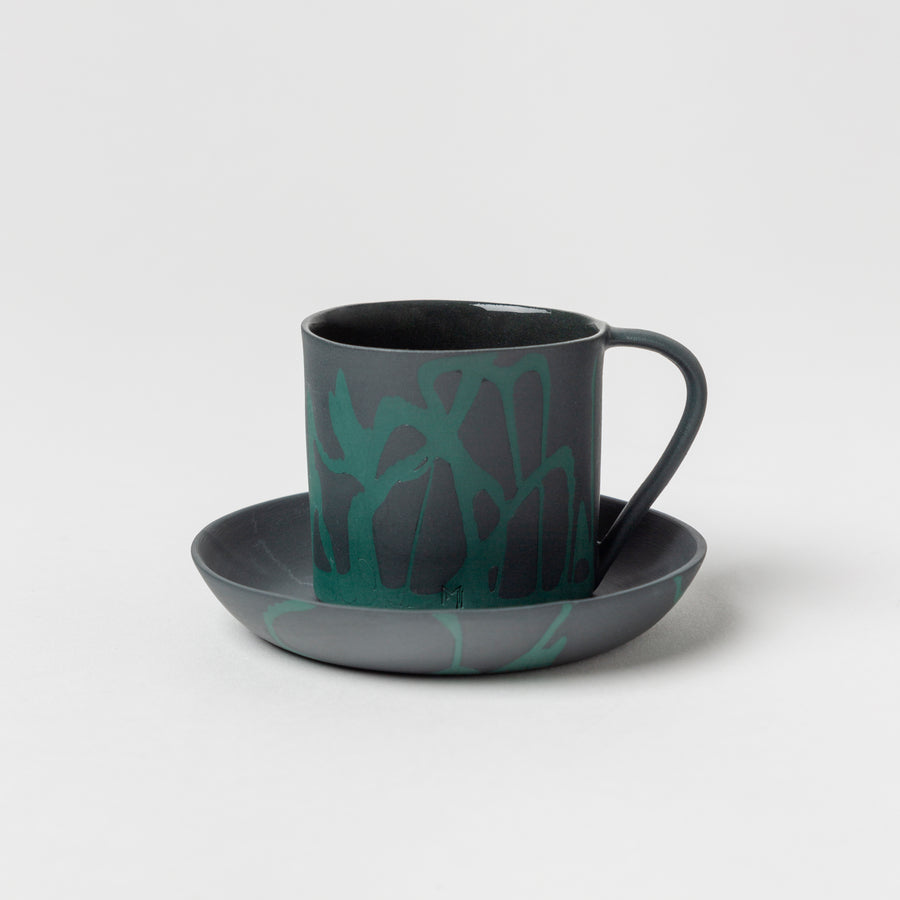 LEAF PORCELAIN TURKISH COFFEE CUP AND PLATE
