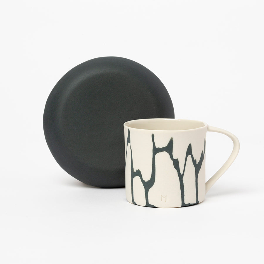 NOIR PORCELAIN TURKISH COFFEE CUP AND PLATE