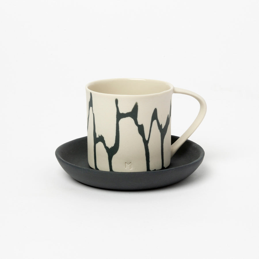 NOIR PORCELAIN TURKISH COFFEE CUP AND PLATE