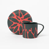 RASPBERRY PORCELAIN TURKISH COFFEE CUP AND PLATE