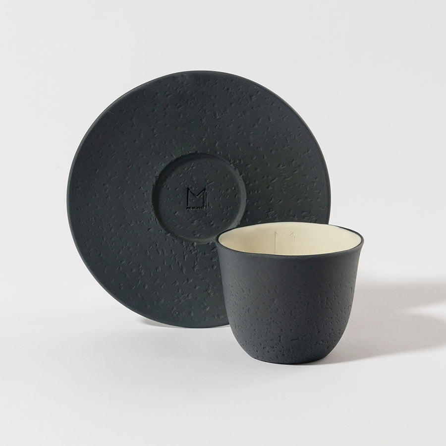 DARK PORCELAIN SINGLE ESPRESSO CUP AND PLATE