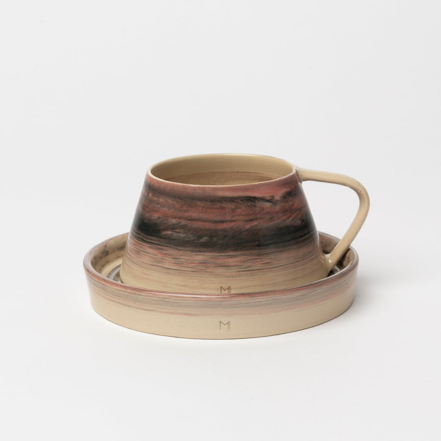 SOLID STONEWARE TURKISH COFFEE CUP AND PLATE